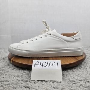 Beckett Simonon Men 10.5 Reid Triple White Leather Lace Up Trainer Daily Sneaker